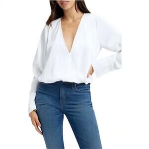 Good American Long Sleeve Satin Faux Wrap NWOT Size S